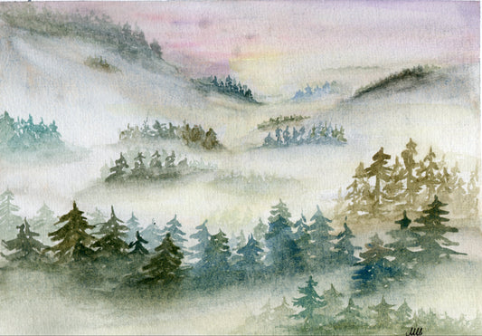 Nebel im Wald- Watercolor on paper