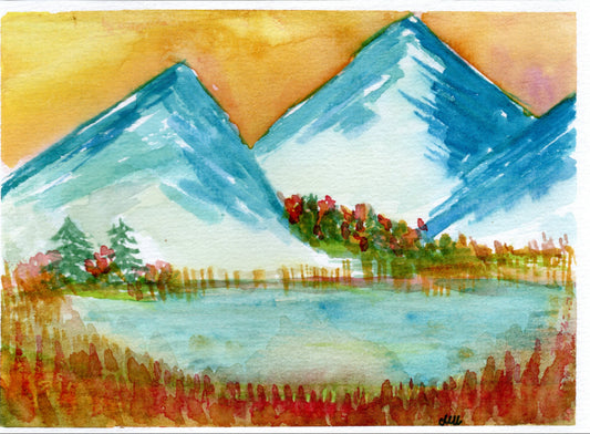 Bergsee im Herbst- Watercolor on paper