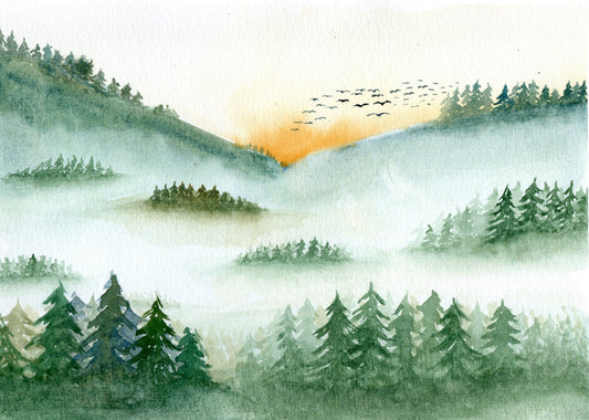 Nebel im Wald 2- Watercolor on paper